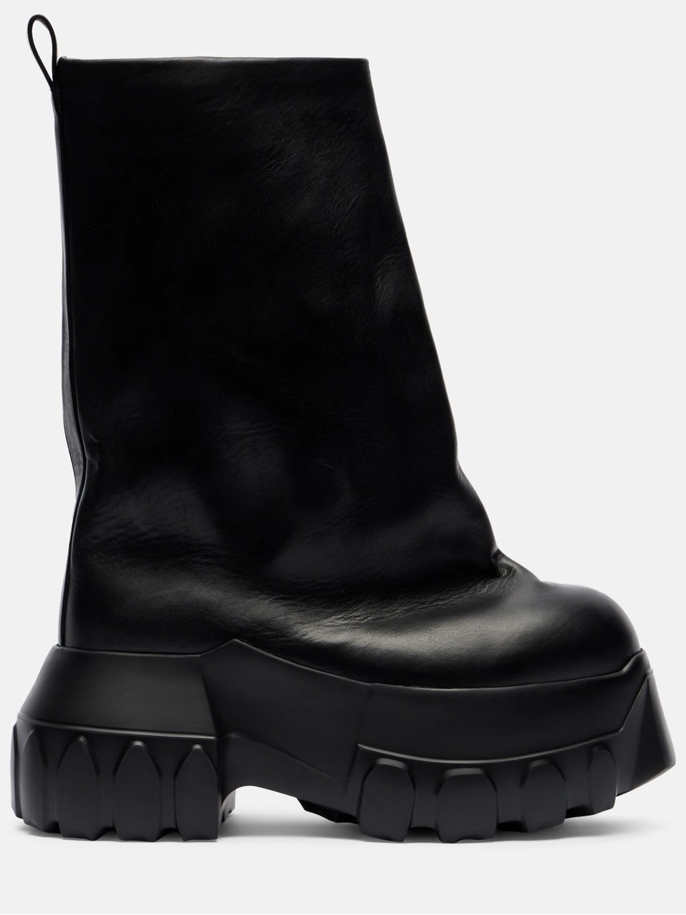 Rick Owens Women’s Mega Tractor Leather Mid-calf Platform Boots Black Size EU 35